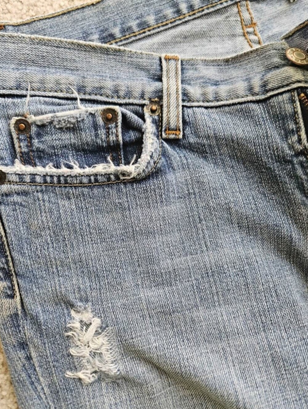 bebe Light Blue Distressed Low Rise - Picture 3 of 5